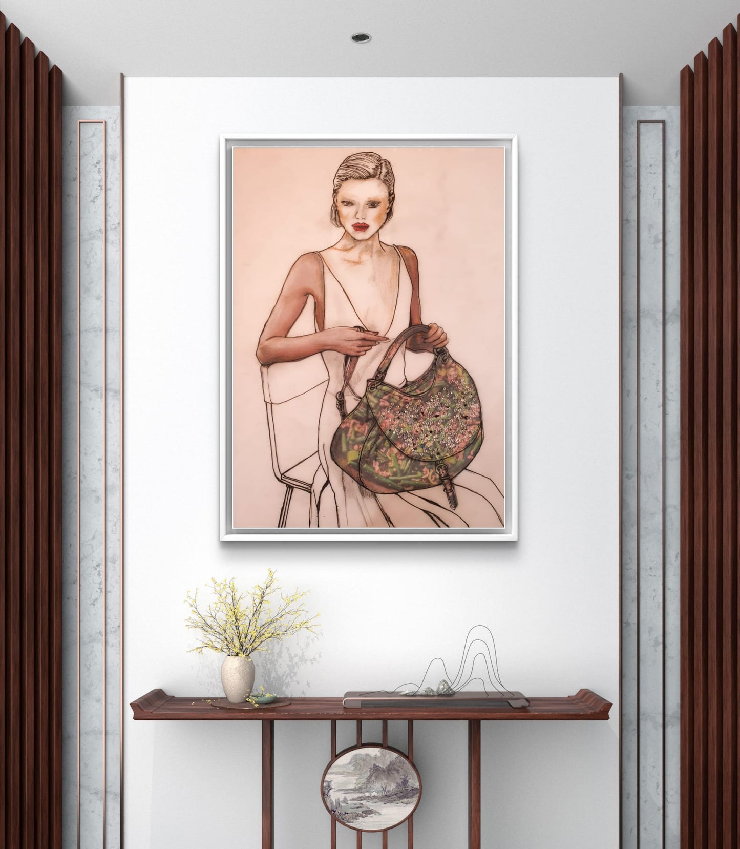 LADY WITH DIAMANTE BAG - BY AKABEBRESE