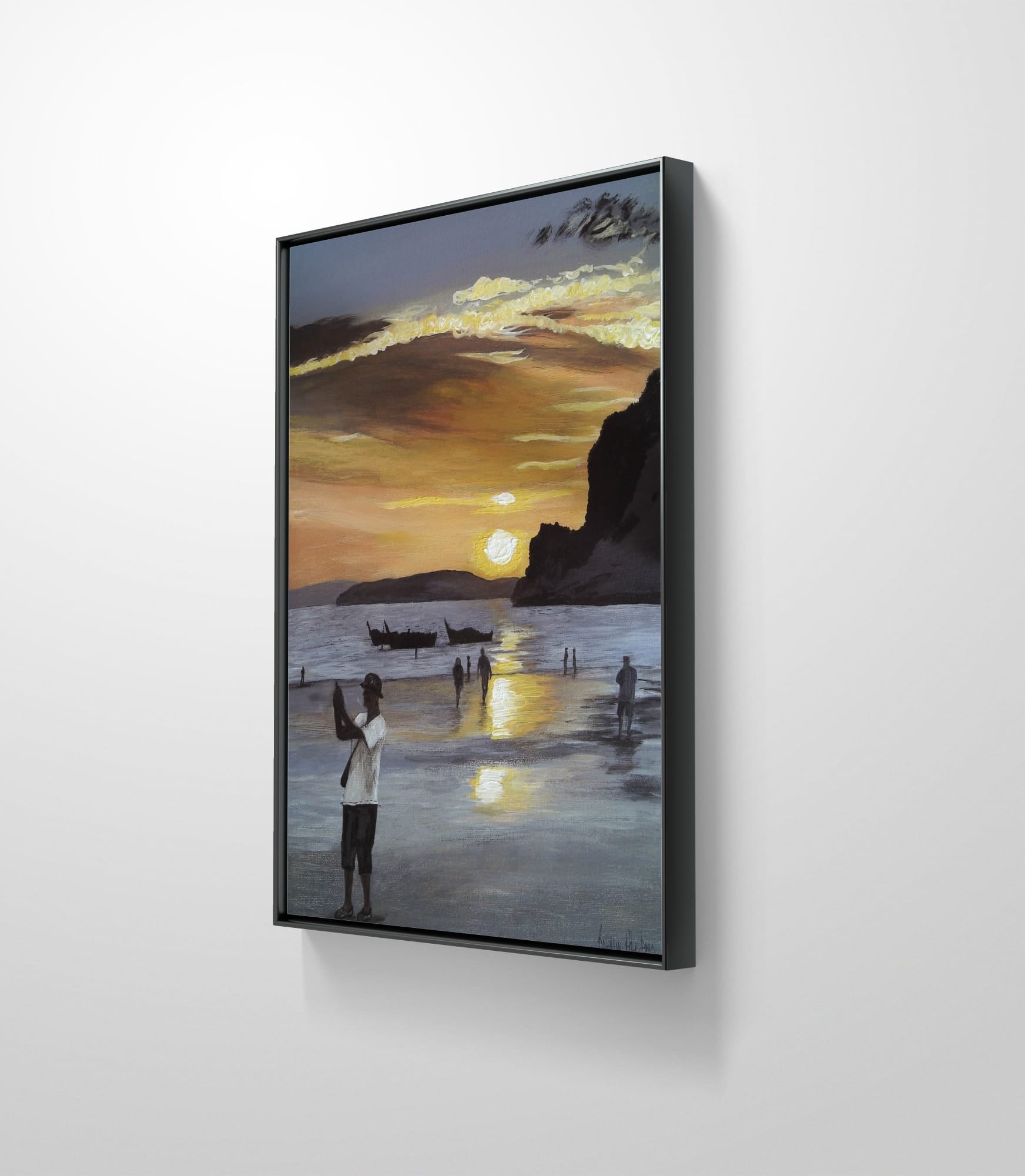 Sunset at AO NANG BEACH - by AKABEBRESE, showcasing vibrant colors and serene waters on fine art paper.