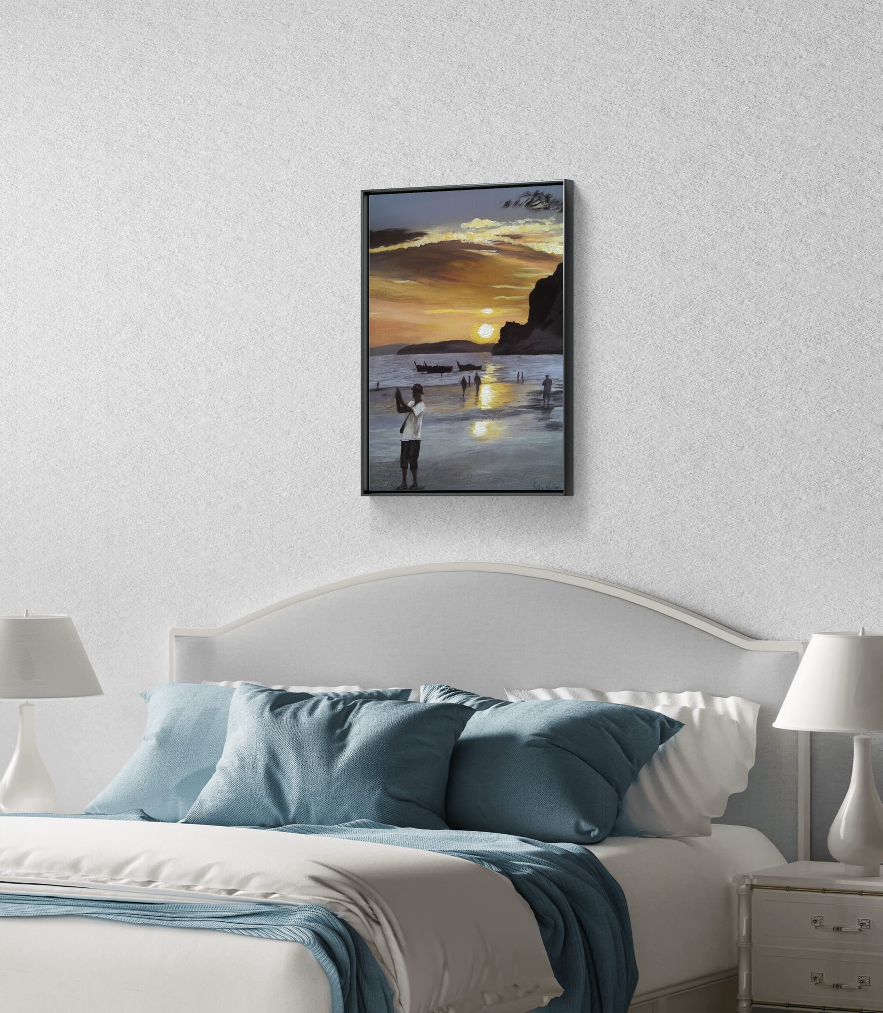 Stunning sunset over Ao Nang Beach - by AKABEBRESE, perfect for adding vibrancy to your decor.