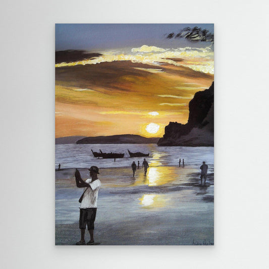 Sunset at AO NANG BEACH - by AKABEBRESE, capturing vibrant colors and serene beach moments on fine art paper.