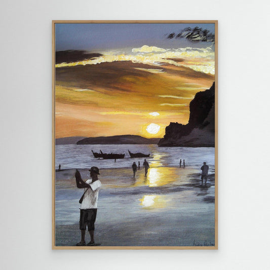 Capturing a sunset at AO NANG BEACH - by AKABEBRESE, showcasing vibrant colors and serene waters.